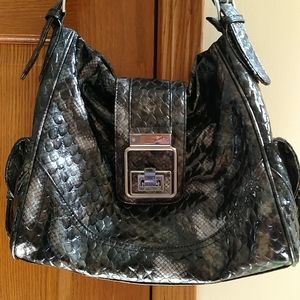 Faux snakeskin shoulder bag